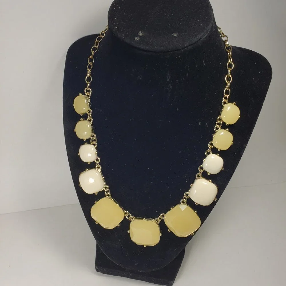 Colorful Stones Statement Necklace – Polished Gold - Stunning 20